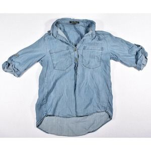 Velvet Heart Denim Button-up Shirt Women's Size Small Short Sleeve Top